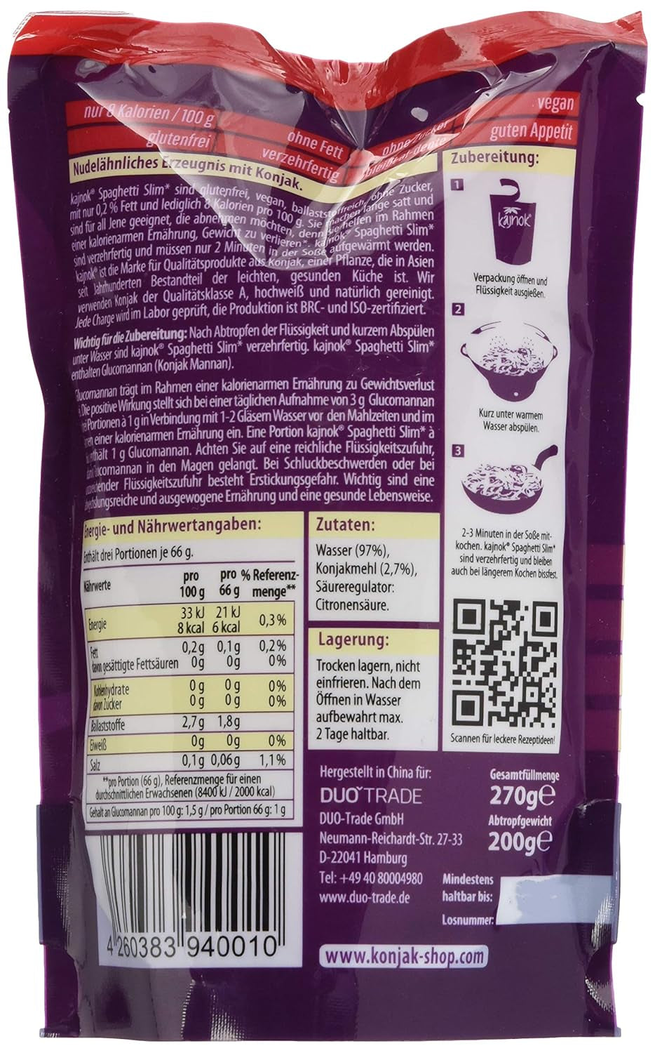 Spaghettis végétaliens fins, 200g