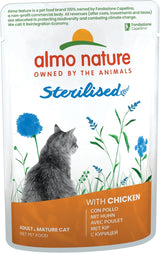 Almo Nature Functional - Stérilisé - Aliment humide pour chat adulte et senior, stérilisé ou peu actif - au cabillaud et au poulet - Faible en gras, hydratant - 70g (paquet de 6)