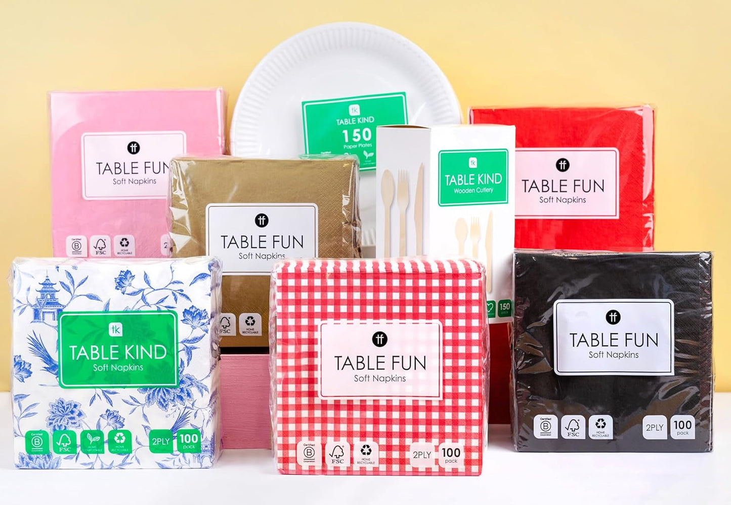Type de table | Lot de 100 serviettes en papier recyclé souple marron, jetables, pour fête, adaptées à un usage quotidien, kraft écologique, non blanchi, compostables, fabriquées dans l'UE, 2 épaisseurs, 33 cm