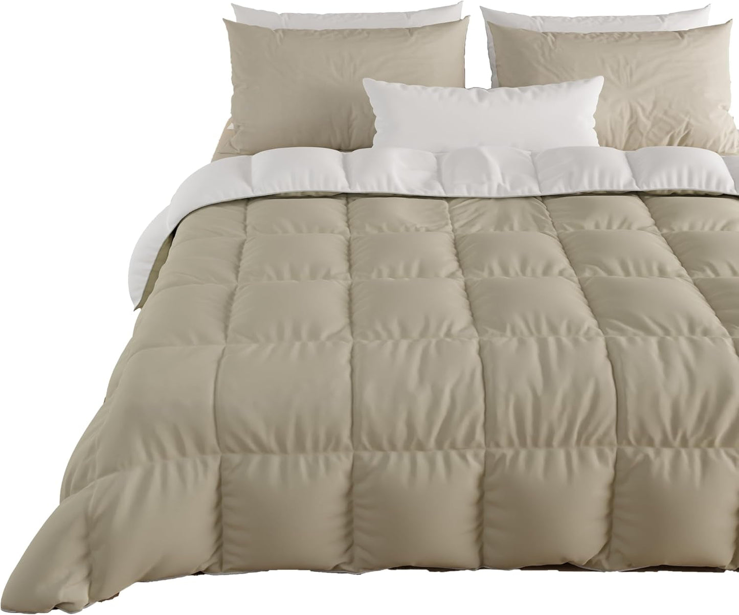 PETTI Artigiani Italiani - Couette d'hiver pour lit double, maxi, monochrome, double face, blanc, gris, 100% Made in Italy Couettes et couettes Naty Shop Marron Taille lit 120-130X200 : [Couette 220 X 260 Cm]