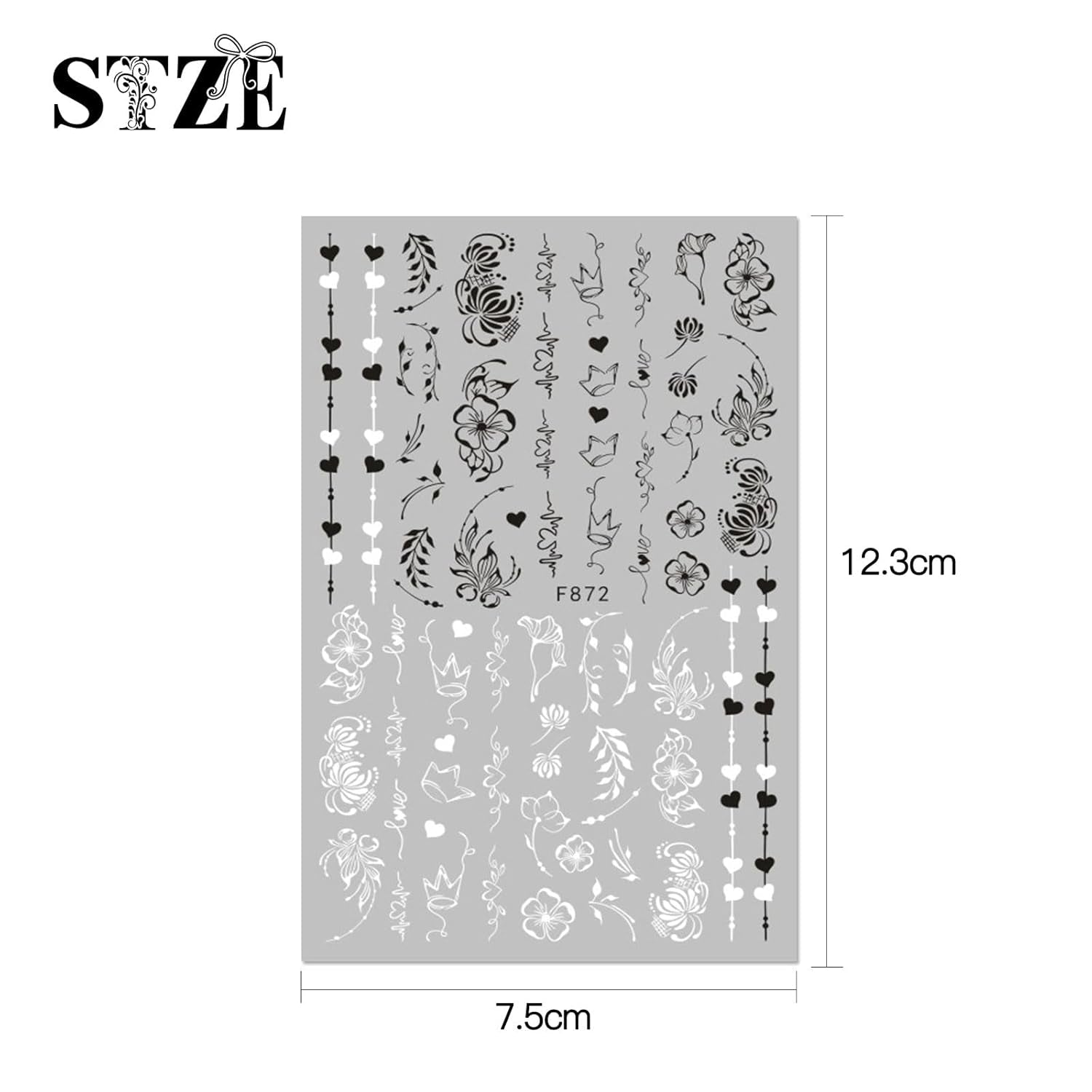 JMEOWIO Nagelsticker Blumen 10 Blatt Nagelaufkleber Selbstklebend Noir Blanc Fleur Nail Art Autocollant Décoration Nageldesign Zubehör