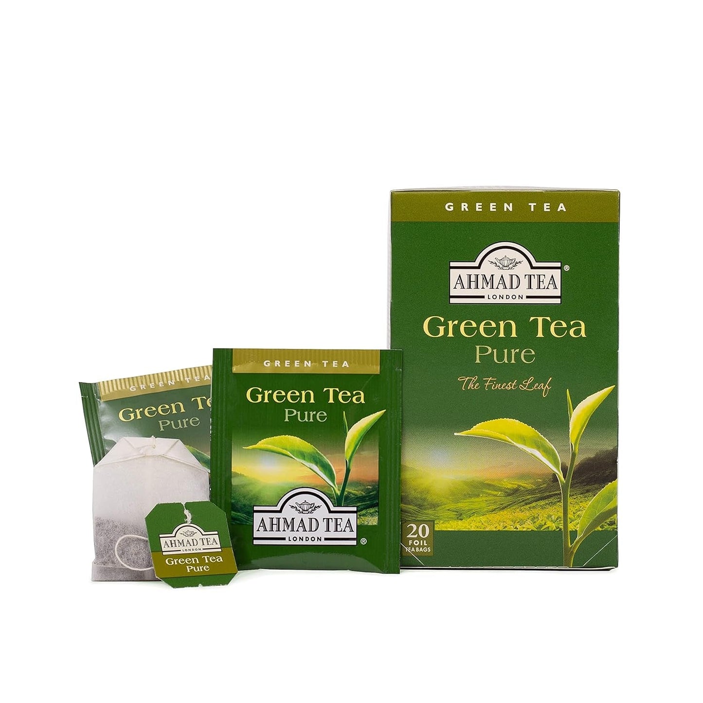 Ahmad Tea – Thé vert – Sachets de thé emballés individuellement avec 2 g de thé par portion – 20 sachets de thé à bandes (lot de 2)