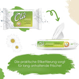 Papier toilette humide OLA - (1X40 pièces) Lingettes humides - extrait de camomille et acide lactique, lavables, peaux sensibles - 40 pièces