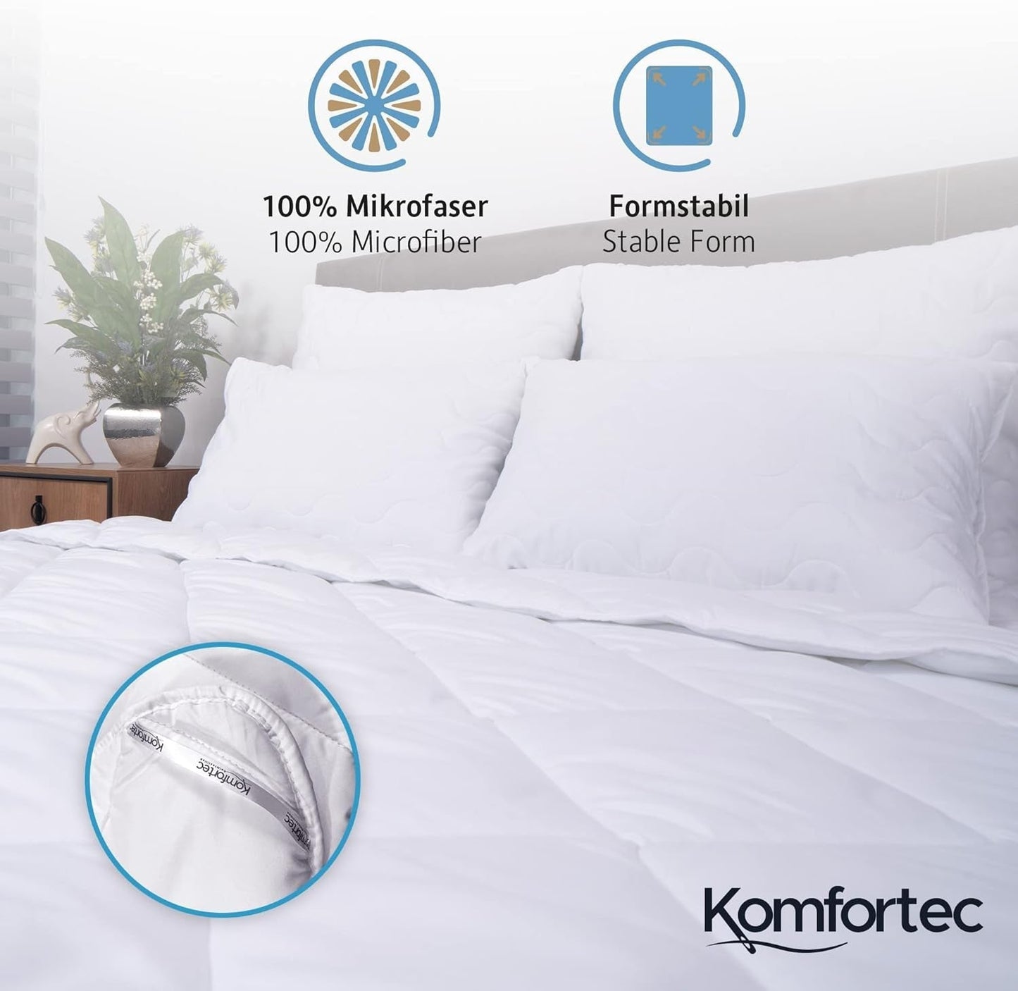 Couverture d'été Komfortec 135X200 Cm, 170Gsm, Couverture fine et légère pour l'été, couverture anti-allergique, couettes et couettes blanches Naty Shop
