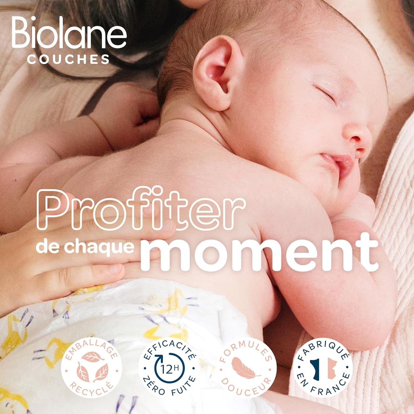 BIOLANE - Couches courtes - Taille 5 (12-18 kg) - étanchéité 12 heures - pack 1 mois - 120 couches - écologique