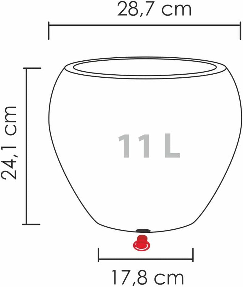 Scheurich Lineo, jardinière en plastique, granit noir, diamètre 30 cm, hauteur 24,1 cm, volume 11 l.