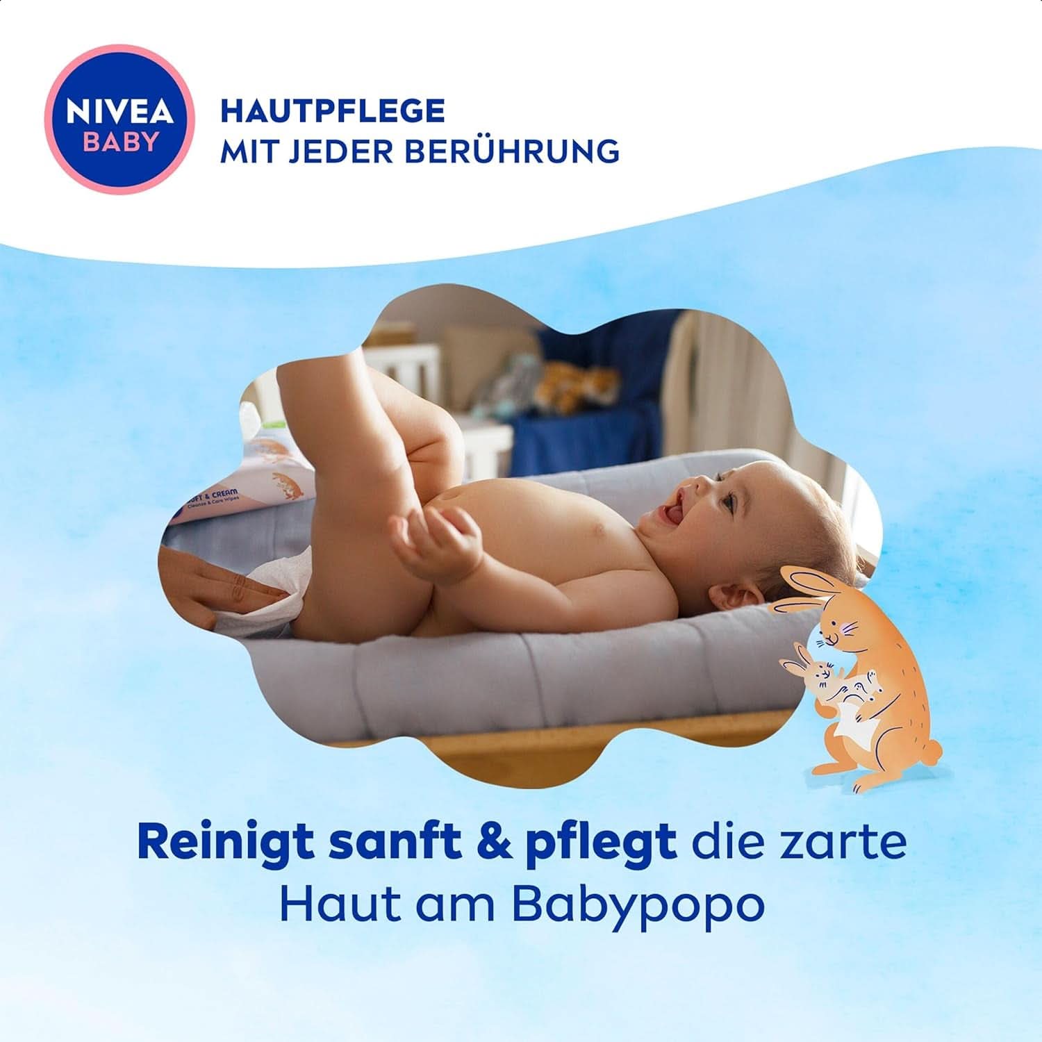 NIVEA BABY Soft & Cream Feuchttücher, Baby Feuchttücher Zur Sanften Reinigung Empfindlicher Babyhaut, Hypoallergene Feuchttücher Für Babies Mit Mandelöl and Vitaminen (4 X 57 Stück) Naty Shop