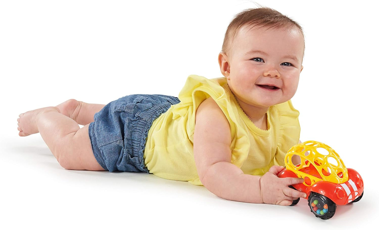 Bright Starts Oball Hochet Jouet Voiture Jouet d'Activité Motrice pour Bébés et Tout-Petits à partir de 3 Mois 1 Pièce Couleur Aléatoire Bleu ou Rouge Jouets pour Bébés Naty Shop