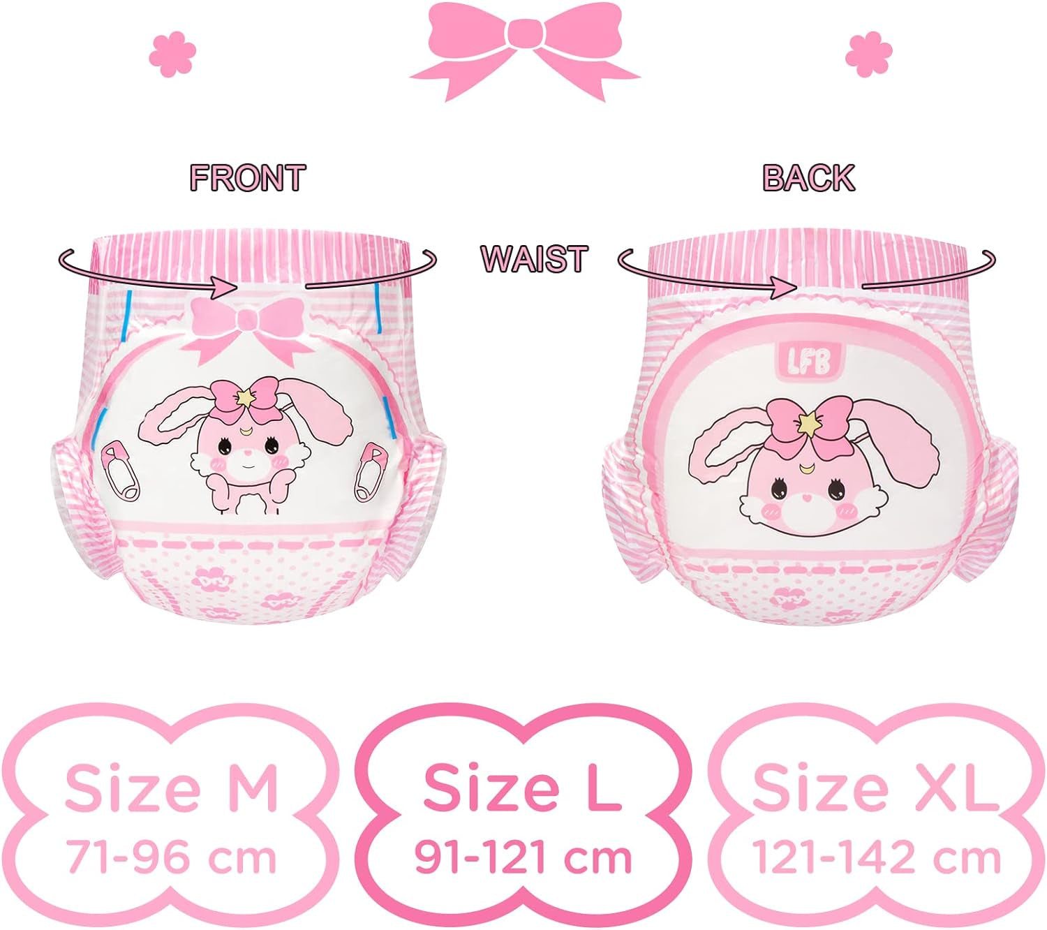 Couches imprimées adultes 5500-5800 ml, 10 pièces - Baby Usagi (XL)