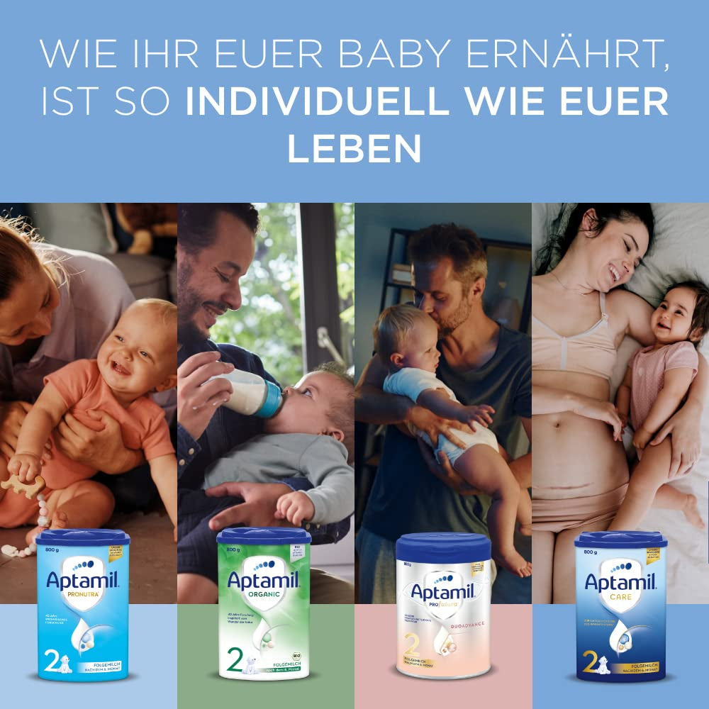 Aptamil Care 2 - Lait de suite après 6 mois, avec Oméga 3 et 6, DHA et ARA, sans huile de palme, nourriture pour bébé, lait en poudre, 1 x 800 g (paquet de 6)