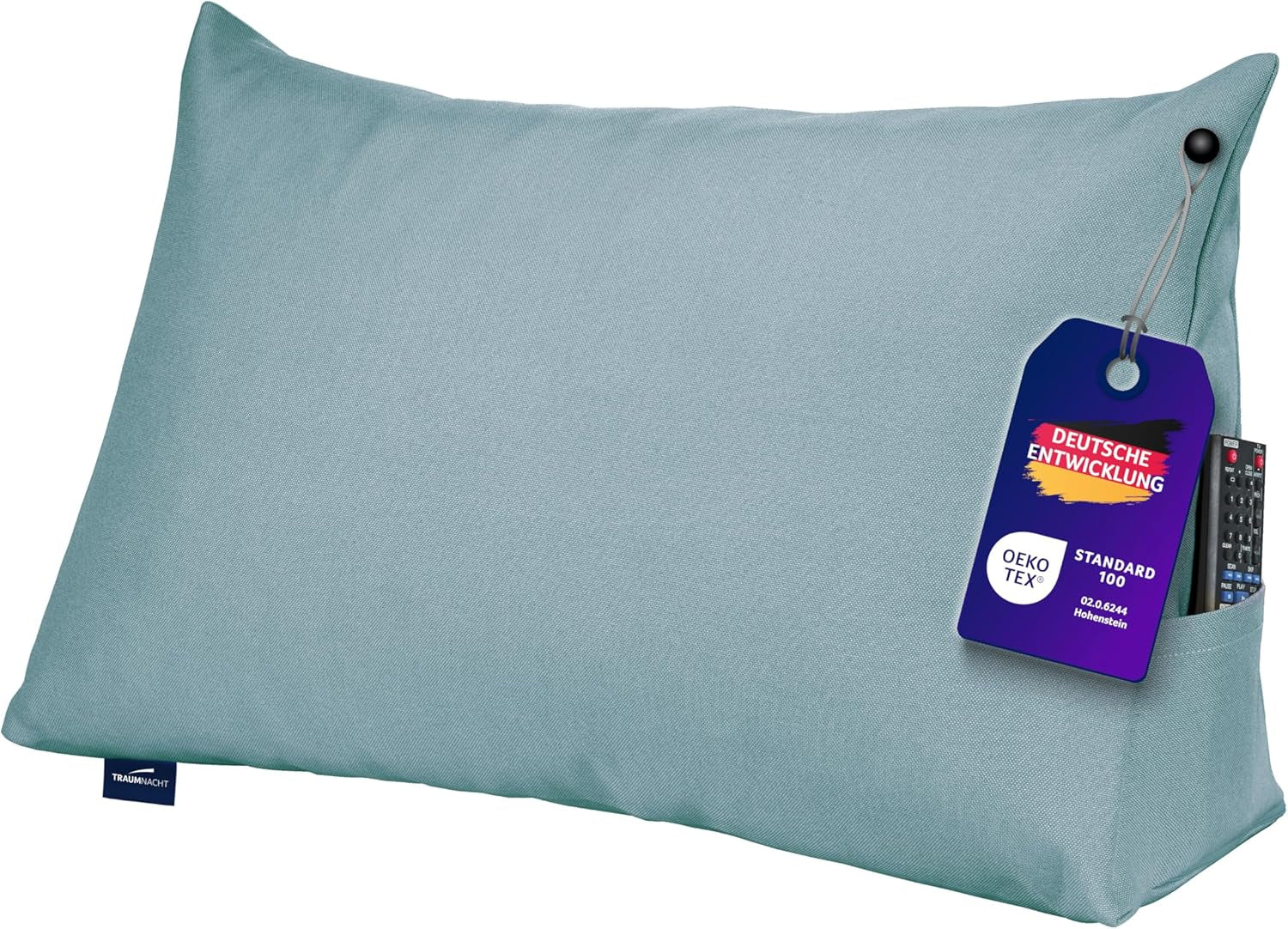 Traumnacht Cosy Back Oreiller de lecture 70 x 40 cm beige Housse amovible et lavable en 100 % polyester Poche latérale pratique Certifié Oeko-Tex Produit selon les normes de qualité allemandes