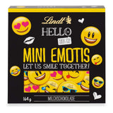 Assortiment de chocolat (37 boules LINDOR, 24 bâtonnets Hello Mini, 10 Mini Fioretto), cadeau chocolat (1 x 815 g) et HELLO Mini Emoti, chocolat au lait en 5 motifs d'émoticônes, 164 g