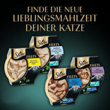 SHEBA Filets Adult Katzenfutter en Sauce au Poulet, Hochseefisch et Garnelen 16 x 60g Coquille