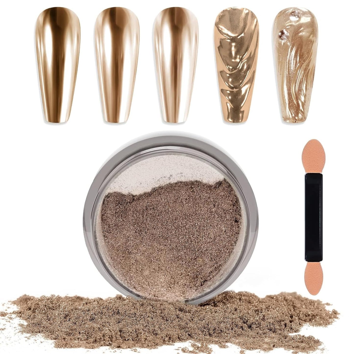 Chrome Nagel Pulver Spiegel Effekt Metallic Staub Holographische Glitter Glasierte Maniküre Dekoration Reflektierendes Pigment For DIY Gel Polish Nail Art, Harz Handwork, Geschenke for Gold