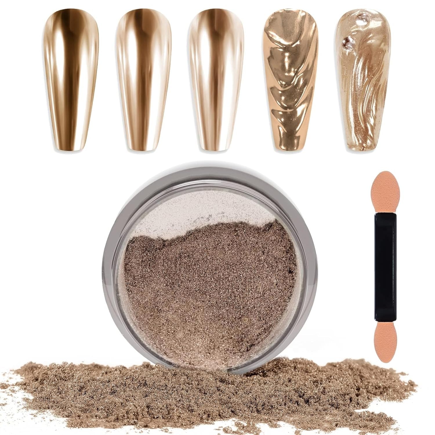 Chrome Nagel Pulver Spiegel Effekt Metallic Staub Holographische Glitter Glasierte Maniküre Dekoration Reflektierendes Pigment For DIY Gel Polish Nail Art, Harz Handwork, Geschenke for Gold