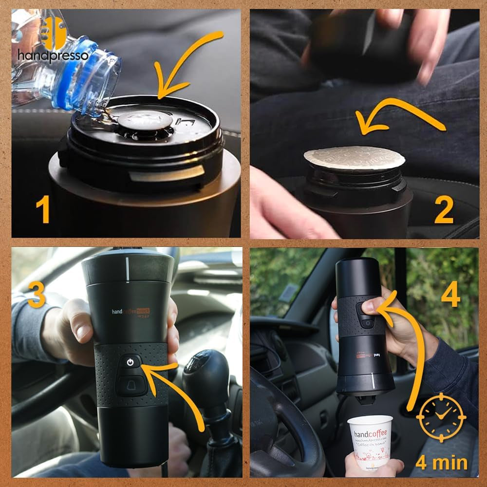 Handpresso - Camion café à main 21010 | Machine à expresso avec capsules Senseo pour camions 24V | Machine à expresso pour camion 24 V, machine à expresso à capsules de voyage | Machine à expresso pour camion 24 V pour les voyages