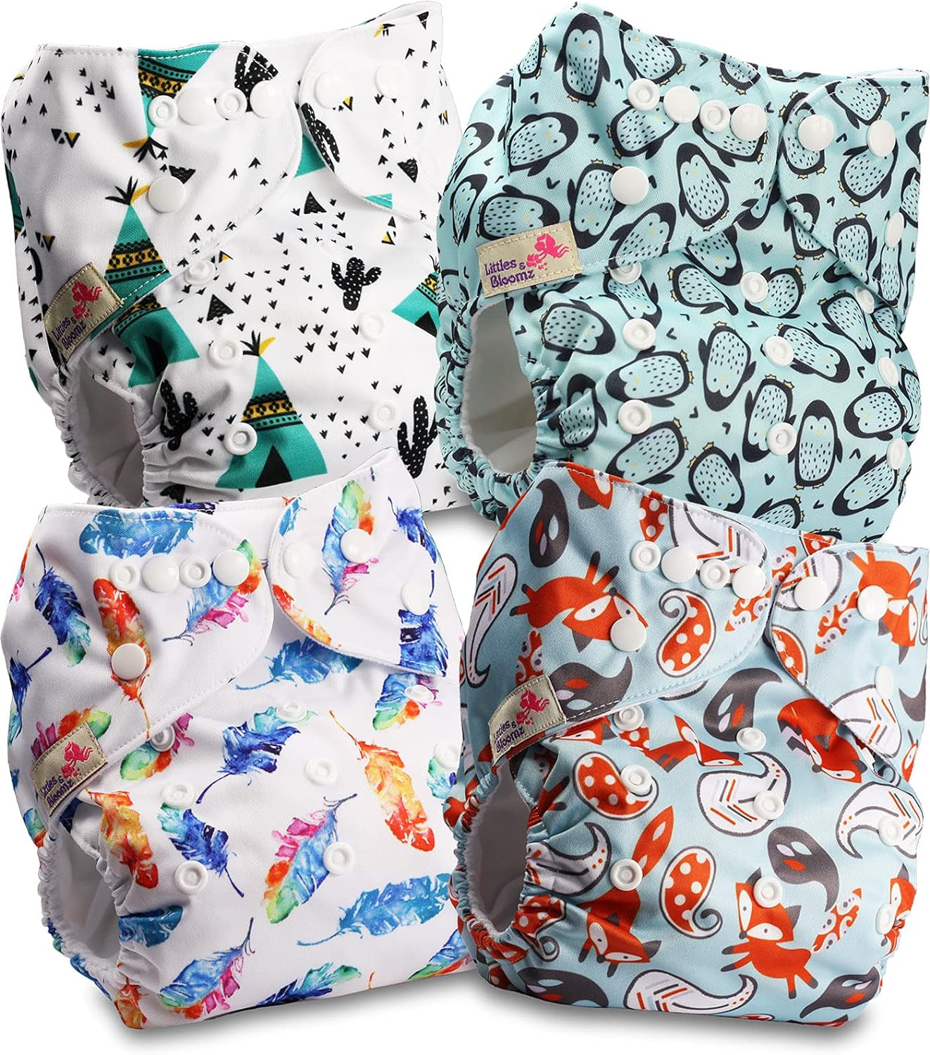 Littles and Bloomz FLP2-0406 Couche réutilisable à clip standard, 4 couches