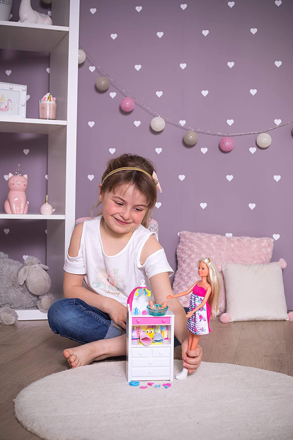 Simba 105733333 - Steffi Love Welcome Twins, Poupée enceinte, Avec des jumeaux, Avec table à langer et baignoire, Accessoire, Poupée à habiller, 29Cm, Pour les enfants à partir de 3 ans Poupées Naty Shop