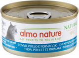 Almo Nature HFC Natural - Nourriture humide pour chat adulte - Thon, Poulet et Fromage - Qualité humaine, Sans gluten - 6 x 70g