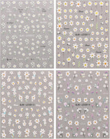 JMEOWIO 3D Nagelsticker Blumen Nail Art Sticker Selbstklebend Nagelaufkleber 5D Stereoskopisch Sommer Frühling Blumen Dekoration Nageldesign Zubehör 4 Blatt