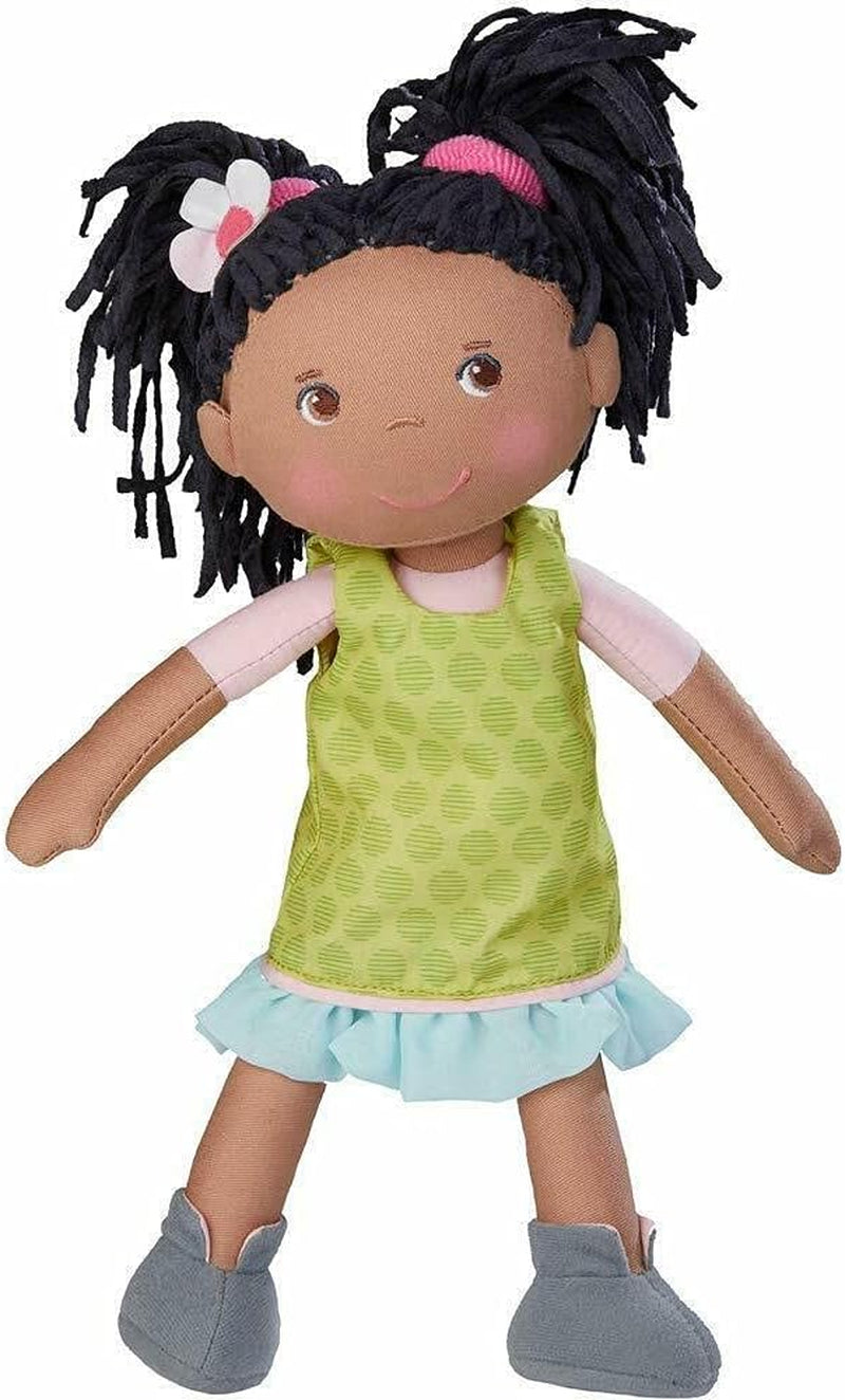 HABA 304576 - Poupée Cari, 30 cm, Poupée douce et en tissu pour enfants à partir de 18 mois, avec vêtements amovibles et cheveux longs