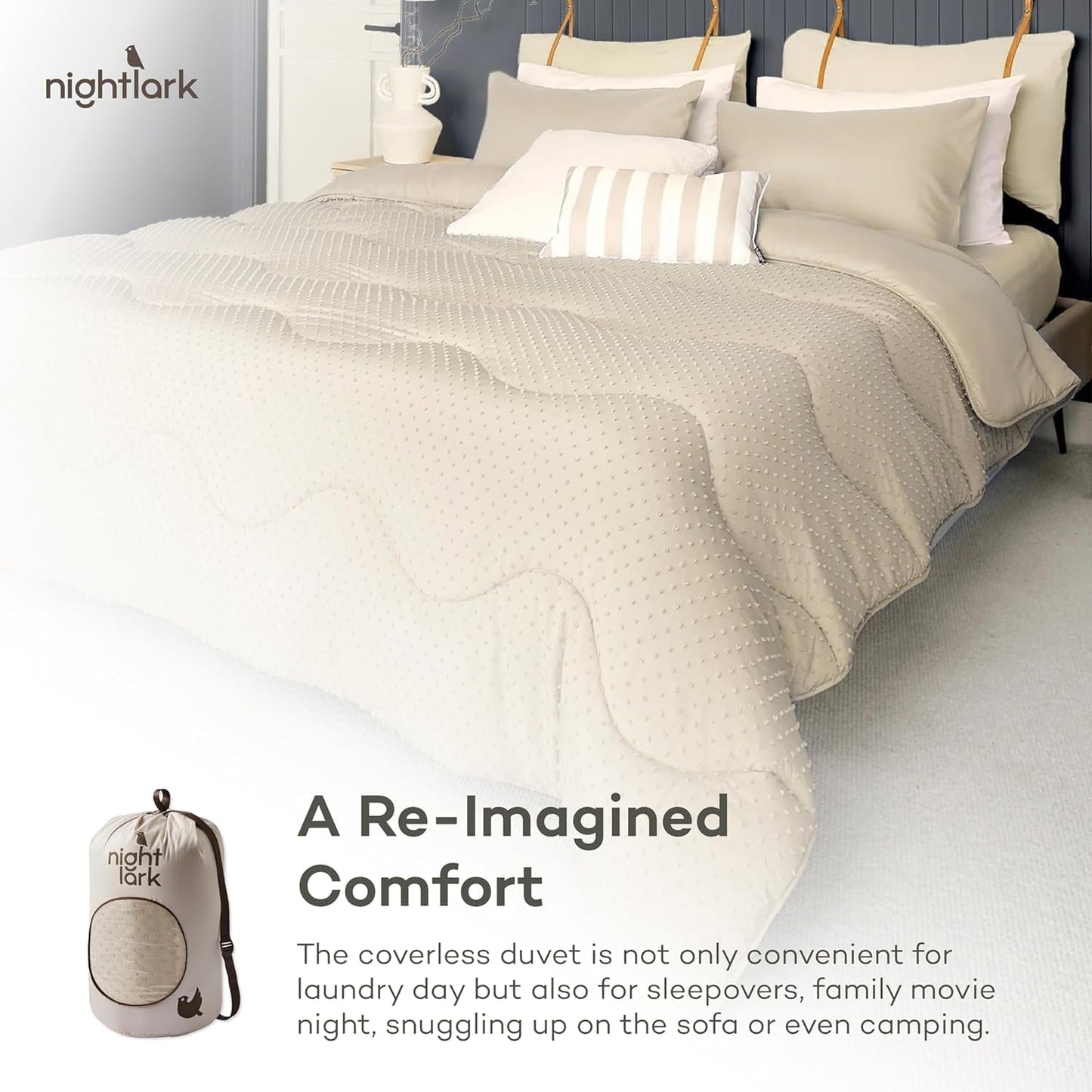Couette Night Lark sans housse, 4,5 Tog, King Size, collection Dot touffetée, literie de luxe, hypoallergénique, lavable en machine, couettes et couettes sable chaud Naty Shop