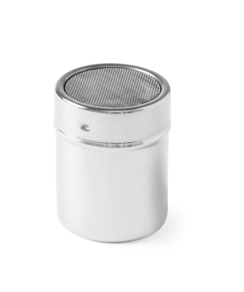 HENDI Shaker pour sucre en poudre, avec couvercle tamis en gaze, récipient shaker, shaker, ø55x(h)75mm, acier inoxydable
