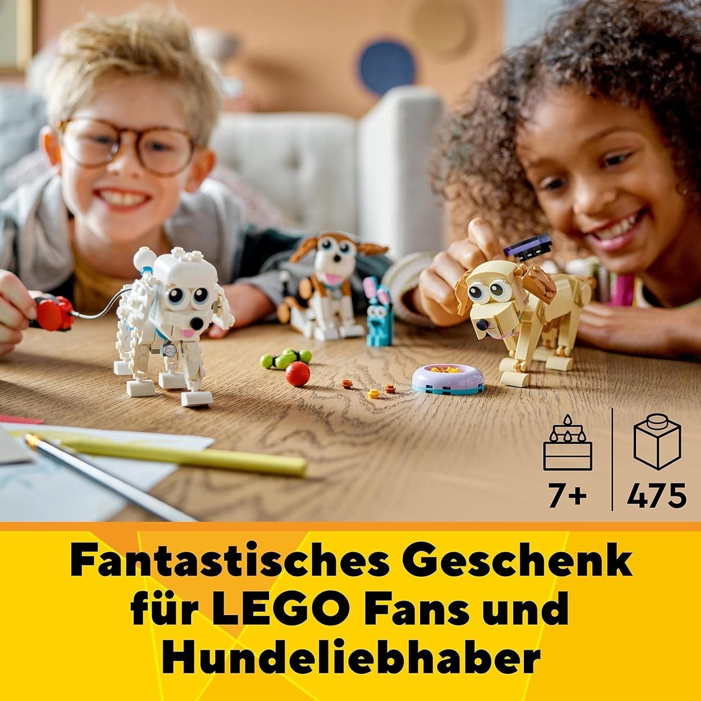 LEGO 31137 Creator Ensemble chien mignon 3 en 1 avec figurines d'animaux teckel, carlin, caniche et plus, jouet pour enfants à partir de 7 ans, cadeau pour les amoureux des chiens Besuche den LEGO-Store