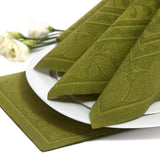 Papstar, 50 serviettes "Collection ROYAL" pli 1/4 40 Cm X 40 Cm vert olive "Ornements", #81746