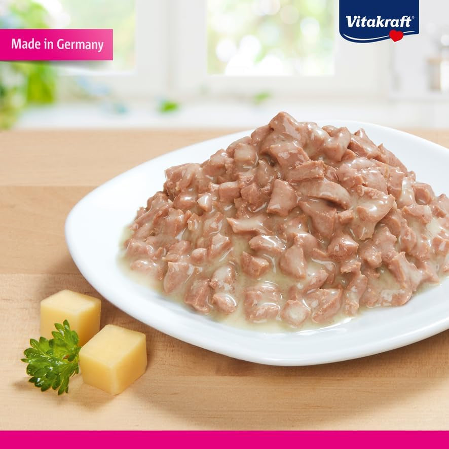Vitakraft Poésie Création, nourriture humide pour chat, nourriture humide pour chat en sauce, avec dinde en sauce au fromage, multipack, sans sucre ni céréales ajoutés (15 x 85g)