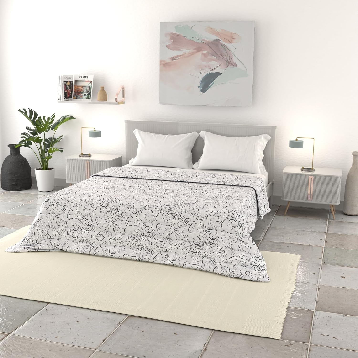 Linge de lit italien couette d'été basique, microfibre imprimée, 250X240Cm, cercle Couettes et couettes Naty Shop Ornato 250X240Cm