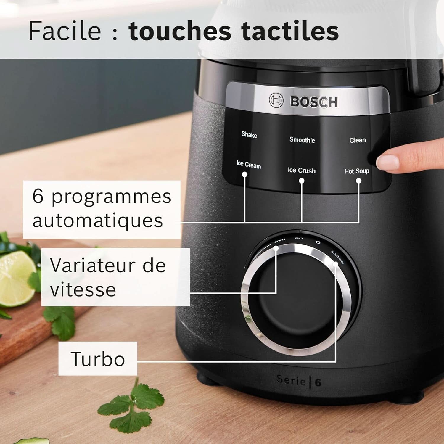 Batteur sur socle Vitapower, Série 6, 1 800 W, 6 programmes, Prospeed Klingen, Tritan™-Krug, Schwarz, MMB6652B Cuisine Naty Shop