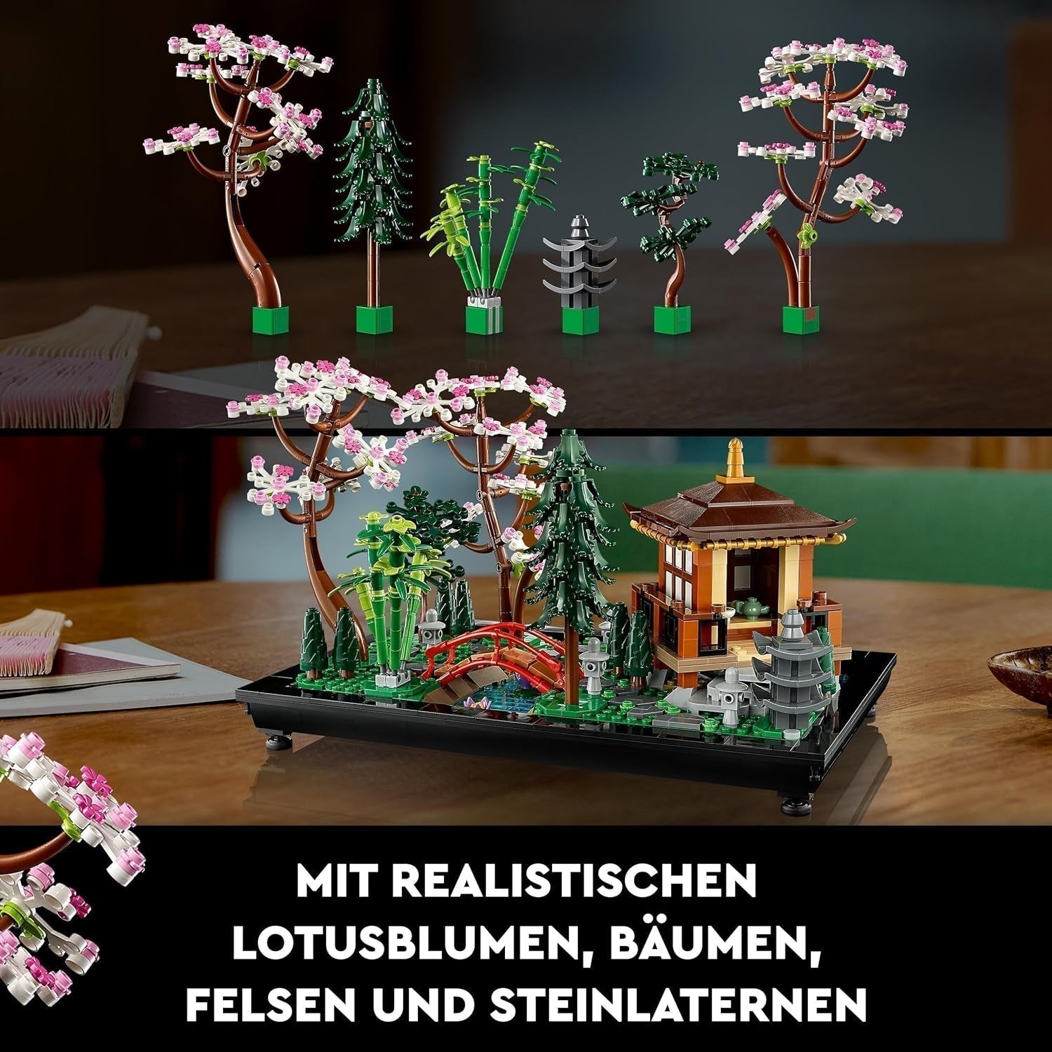 Lego Icons Garden Of Silence - Ensemble de jardin botanique zen pour adulte avec fleurs de lotus - Décoration de bureau d'inspiration japonaise personnalisable - Cadeau pour femme et homme 10315 Jeux de construction Besuche den LEGO-Store