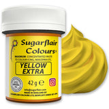 Colorant alimentaire Sugarflair Max Concentré Jaune Extra, colorant alimentaire très concentré pour pâte d'amande et fondant, colorant en pâte Max Concentrate - 42 g