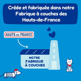 Couches taille 5 (12-25 kg) - saines et très absorbantes - protection contre les fuites 12 heures - sans substances indésirables - fabriquées en France - prix abordable - 120 couches jetables