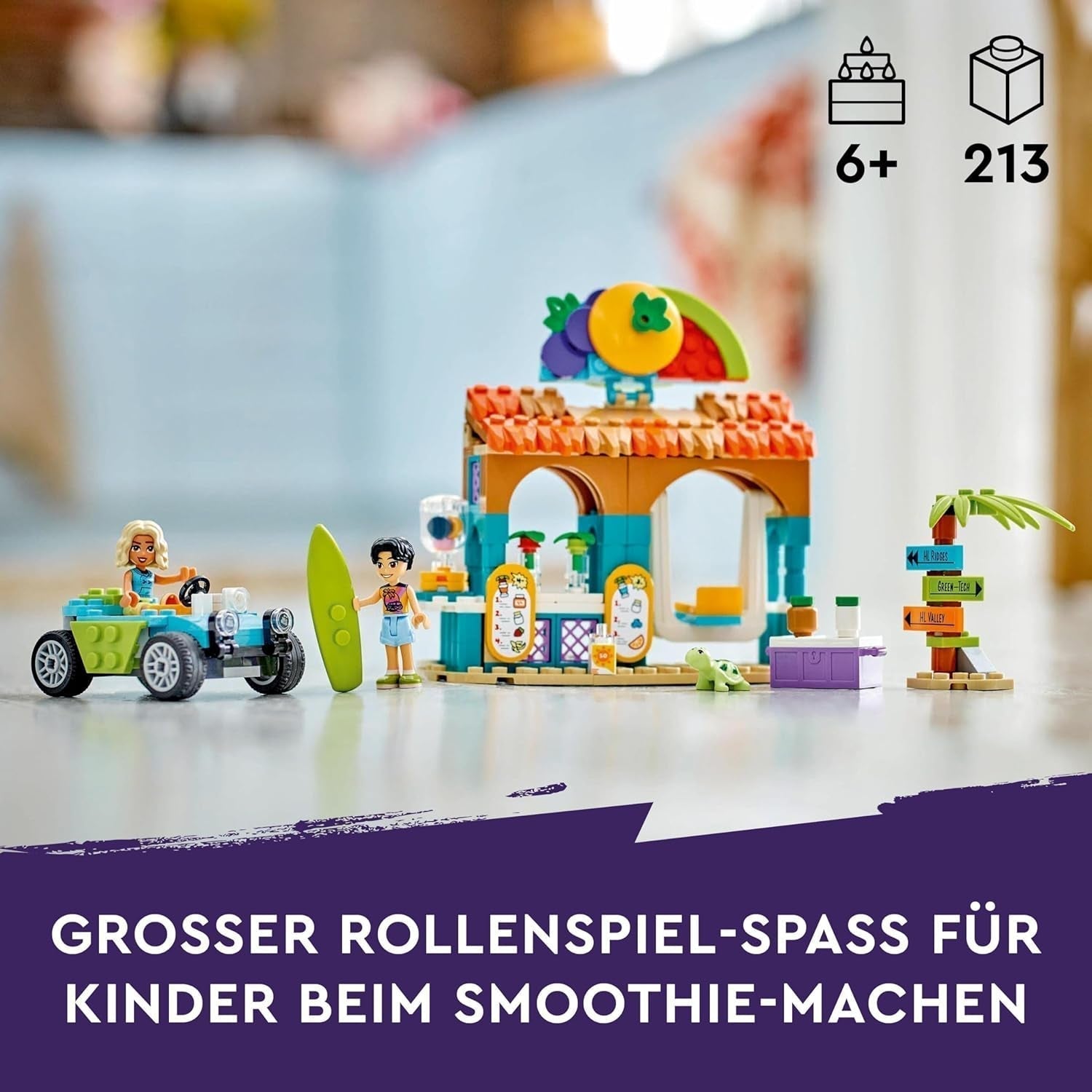 LEGO Friends Smoothie Stand At The Beach Jeu de rôle Idée cadeau pour filles et garçons de 6 ans avec figurines de jeu Tortue et accessoires Jouet de développement social 42625 Jeux de construction Besuche den LEGO-Store