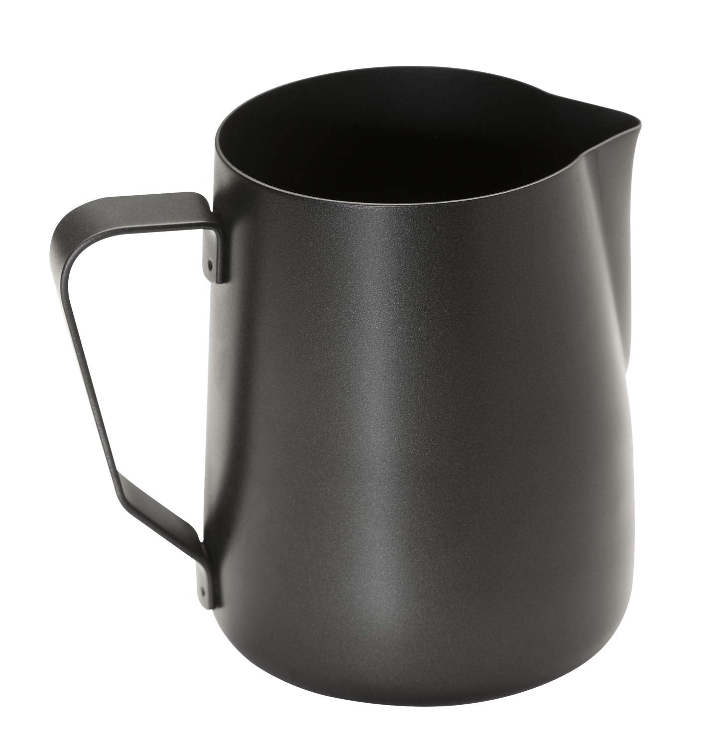 APS Pichet à lait - Pot à lait de haute qualité avec revêtement antiadhésif, en acier inoxydable - Parfait pour faire mousser le lait - Carafe universelle, noir, 600 ml