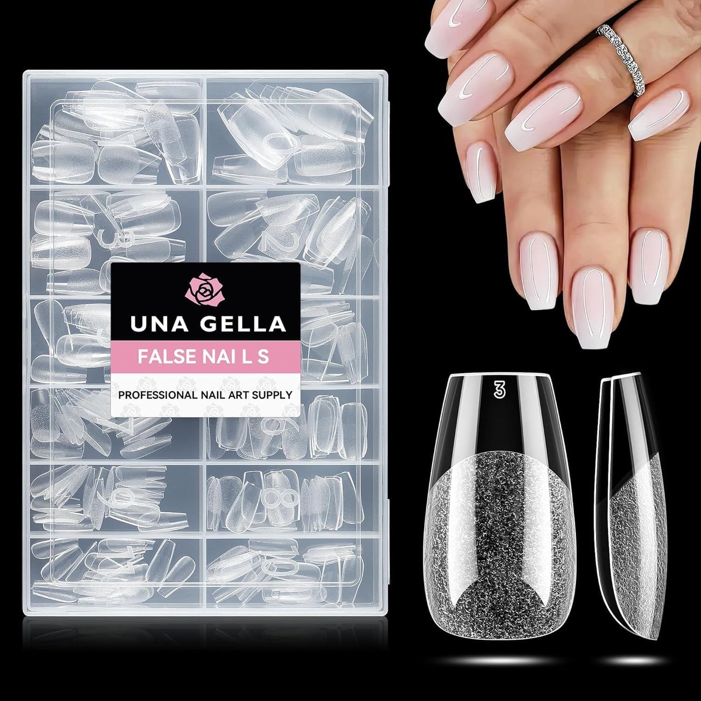 Ballerine Gel Ongles Conseils 216 pièces 12 Tailles Doux Gel Ongles Couverture Complète Ongles Extension Ensemble Semi Mat BRICOLAGE Home Art