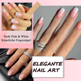 Kit de faux ongles 360 pièces – Faux ongles courts nus, rose, blanc, dégradé – Carré à coller sur faux ongles – Couverture complète, brillants, autocollants pour femmes et filles (carré)