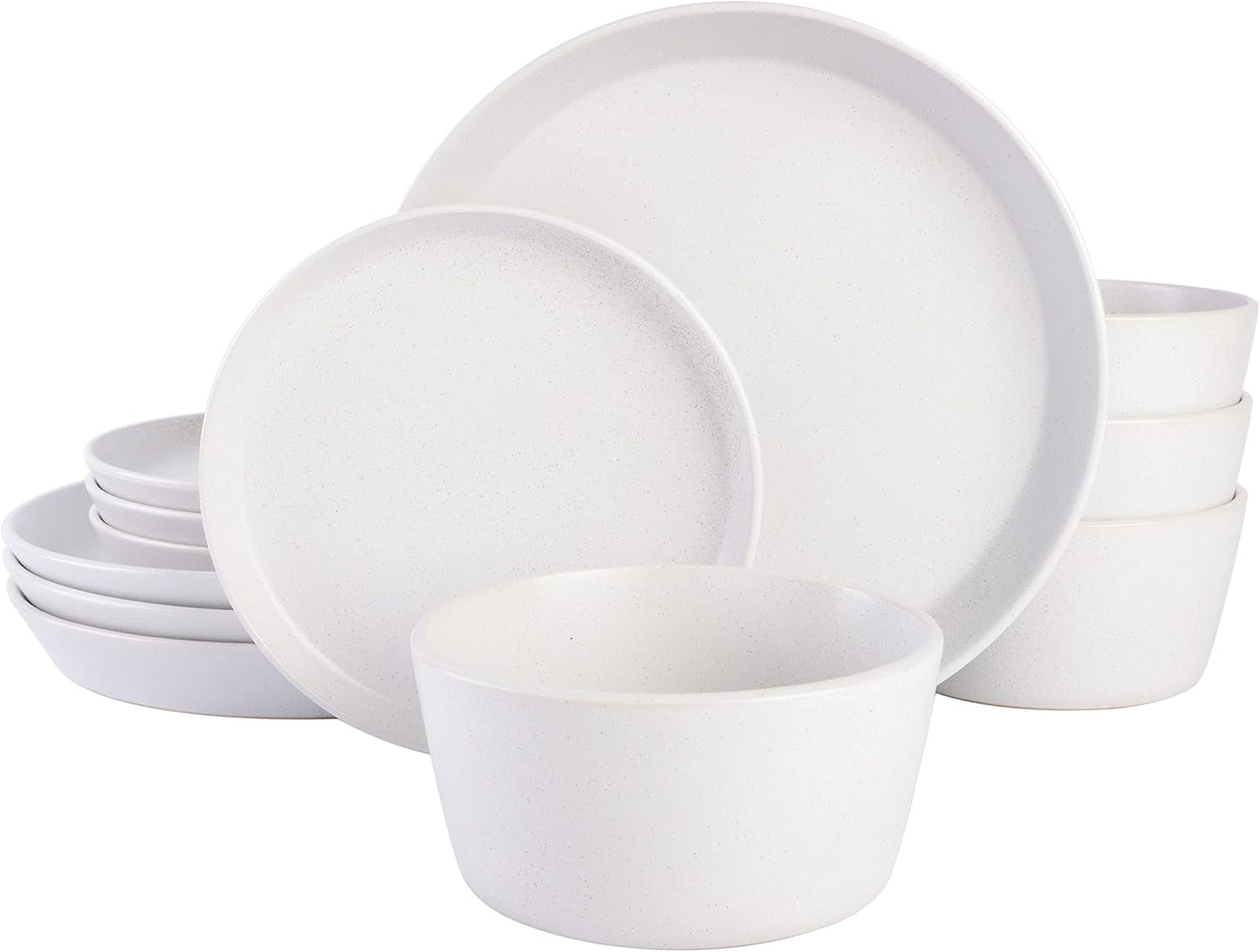 Service de table Sofia Coupe, service pour 4 personnes (12 pièces), blanc à pois
