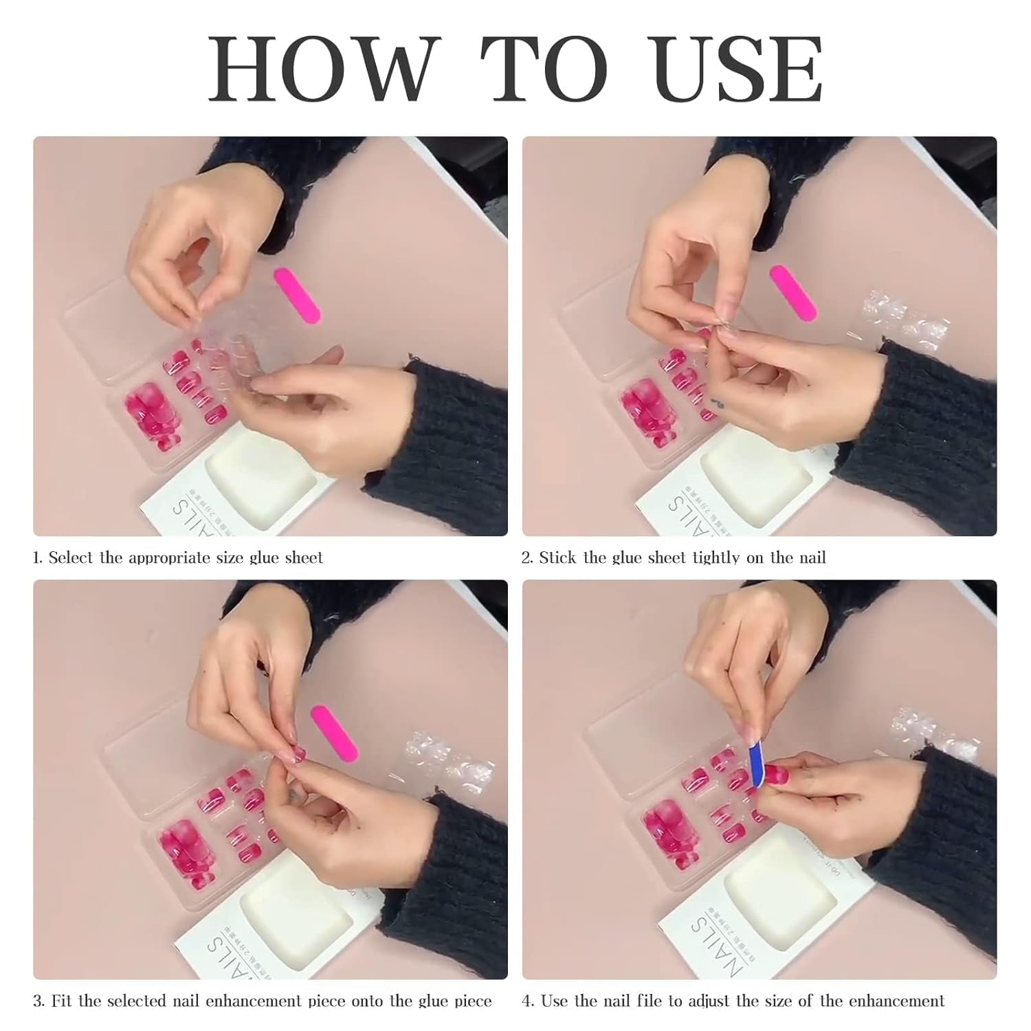 24 pcs French Press On Long Nails Cercueil Blanc Ongles Artificiels Ombre Rose Nude Adhésif Ongles Acrylique Ongles Ensemble Ongles Conseils Pour Femmes Printemps Été Accessoires Ongles
