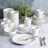 Service de table en porcelaine Zen Buffet, service pour 6 personnes (30 pièces), blanc (tasses)