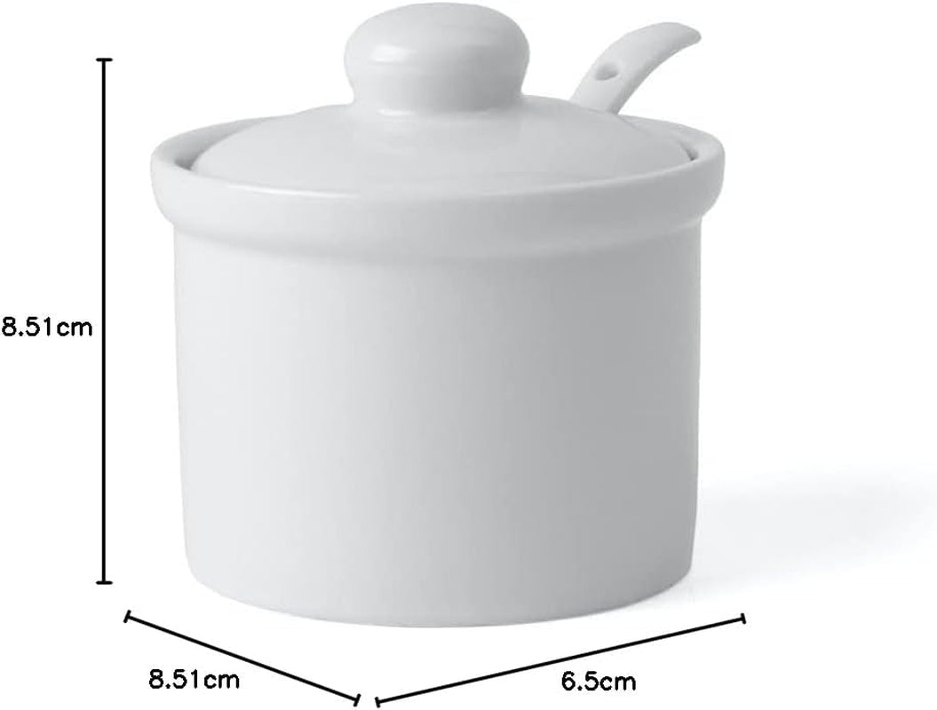 Holst Porcelain AT 216 FA1 Bidon 0,17 L Fût avec Cuillère, Blanc, 8,5 x 8,5 x 6,5 cm