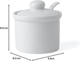 Holst Porcelain AT 216 FA1 Bidon 0,17 L Fût avec Cuillère, Blanc, 8,5 x 8,5 x 6,5 cm