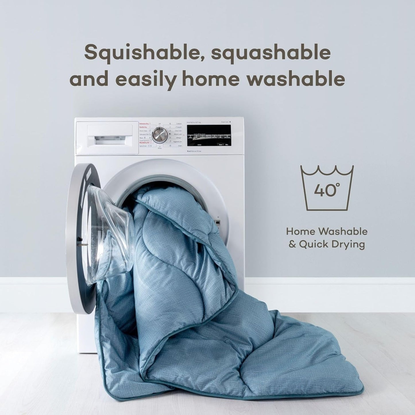 Night Lark Couette sans housse Super King 6 Tog Printemps Été – Blue Garden Couette super douce légère lavable en machine Housse de couette à séchage rapide Couettes et couettes réversibles tout-en-un Naty Shop