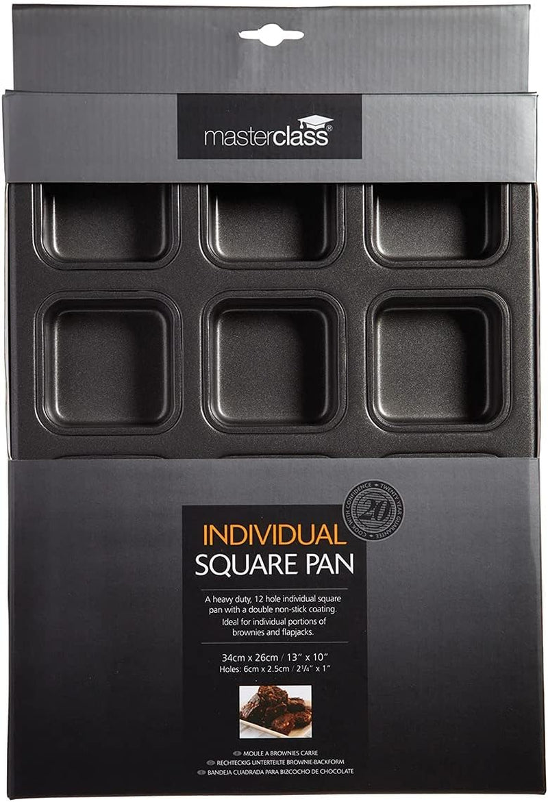 Moule à brownie Masterclass, moule à brownie 12 trous, inox, 34 X 26 cm Moules et plaques à pâtisserie Naty Shop