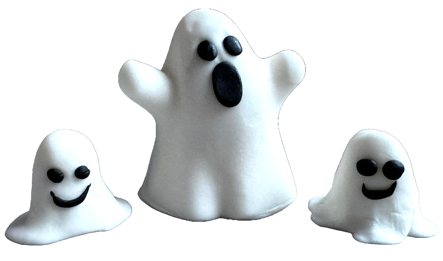 Lot de 3 décorations comestibles en pâte à sucre, Halloween, Décorations en pâte à sucre Famille Fantôme Naty Shop