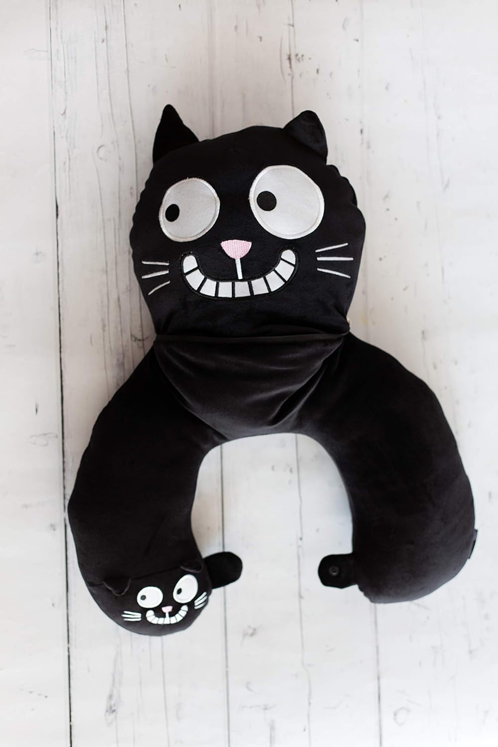 Oreiller cervical Moïse. Ed, le chat | Oreiller cervical et tête 2 en 1 pour les voyages | Oreiller de voyage chat, 28 cm, noir