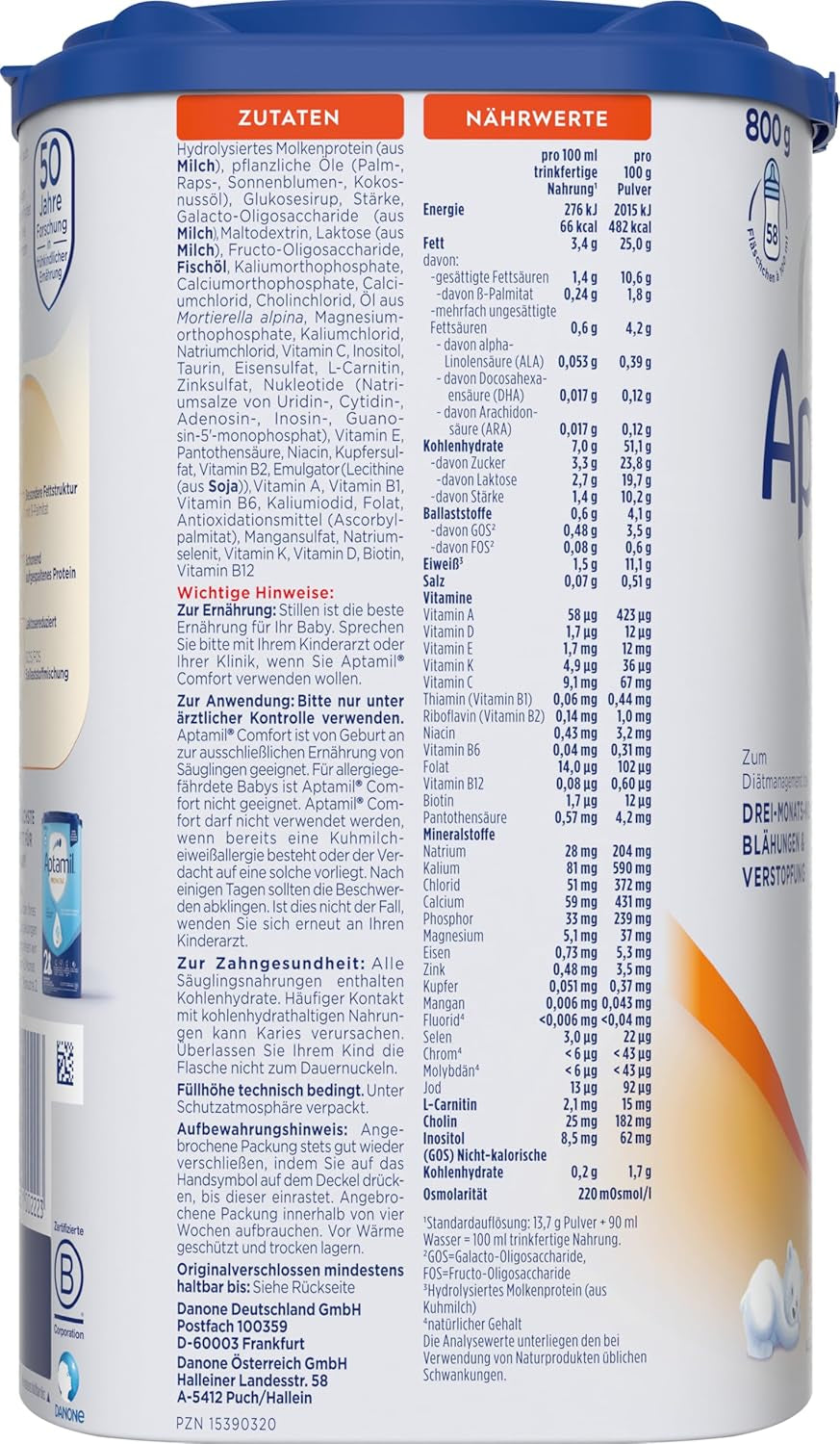 Aptamil Confort - Formule spéciale dès la naissance - 1 x 800 g