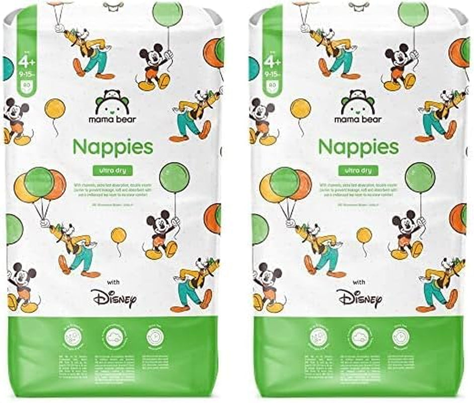 Marque Amazon : Mama Bear Disney Couches Ultra Dry, taille 3 (4-9 kg) – Boîte mensuelle, blanche, 172 pièces (2 paquets de 86)